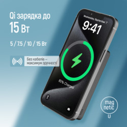 Батарея універсальна ColorWay 10 000 mAh PD/22.5W, 15W MagSafe Black (CW-PB100LPA1BK-WPDD)