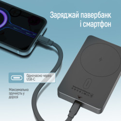 Батарея універсальна ColorWay 10 000 mAh PD/22.5W, 15W MagSafe Black (CW-PB100LPA1BK-WPDD)