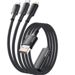 Дата кабель USB 2.0 AM to Lightning + Micro 5P + USB-C 1.2m 100W Essager (EXCMTL-JJ01-P)