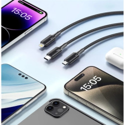 Дата кабель USB 2.0 AM to Lightning + Micro 5P + USB-C 1.2m 100W Essager (EXCMTL-JJ01-P)