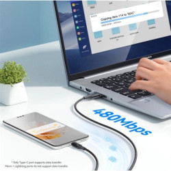 Дата кабель USB 2.0 AM to Lightning + Micro 5P + USB-C 1.2m 100W Essager (EXCMTL-JJ01-P)