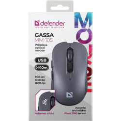 Мишка Defender Gassa MM-105 Wireless Silent Grey (52104)