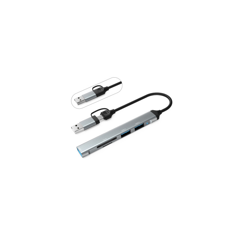 Концентратор Dynamode 5-in-1 USB Type-C/Type-A to 1хUSB3.0, 2xUSB 2.0, card-reader SD/MicroSD (DM-UH-514)