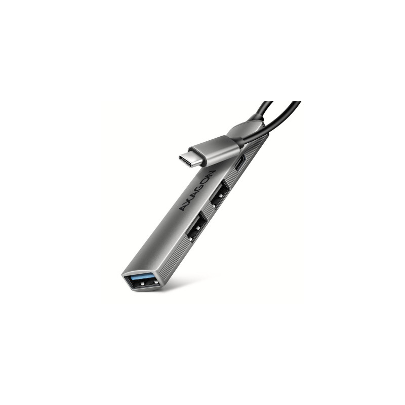 Концентратор AXAGON USB-C to 1xUSB-A 5Gbps + 2xUSB-A 480Mbps + 1xUSB-C 480Mbps 0.12m aluminum (HUE-STC)
