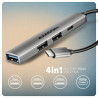 Концентратор AXAGON USB-C to 1xUSB-A 5Gbps + 2xUSB-A 480Mbps + 1xUSB-C 480Mbps 0.12m aluminum (HUE-STC)