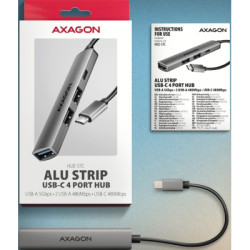 Концентратор AXAGON USB-C to 1xUSB-A 5Gbps + 2xUSB-A 480Mbps + 1xUSB-C 480Mbps 0.12m aluminum (HUE-STC)