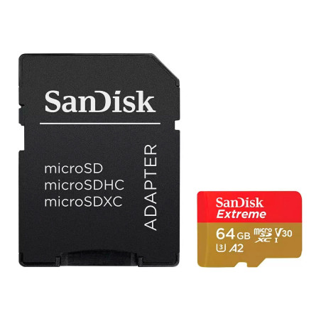Карта пам'яті SanDisk 64GB microSD class 10 UHS-I Extreme For Action Cams and Dro (SDSQXAH-064G-GN6AA)