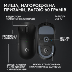 Мишка Logitech G Pro X Superlight 2 Lightspeed Wireless Black (910-006630)