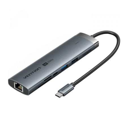 Концентратор Vention USB-C 9-in-1 HDMI 60Hz + 2xUSB 3.0 + RJ45 + SD/TF + 3.5mm + PD 100W (TGVHB)