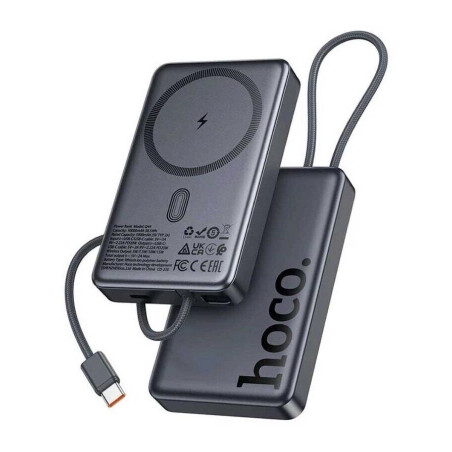 Батарея універсальна HOCO 10000 mAh Origen Dual PD/20W Magnetic with cable Type-C Metal Gray (Q44 / 714983)