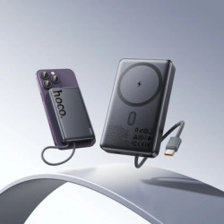 Батарея універсальна HOCO 10000 mAh Origen Dual PD/20W Magnetic with cable Type-C Metal Gray (Q44 / 714983)