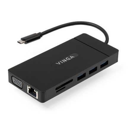 Концентратор Vinga USB-C 3.1 to VGA+HDMI+RJ45+3xUSB3.0+USB2.0+SD/TF+PD100W+Audio (VHYC10)
