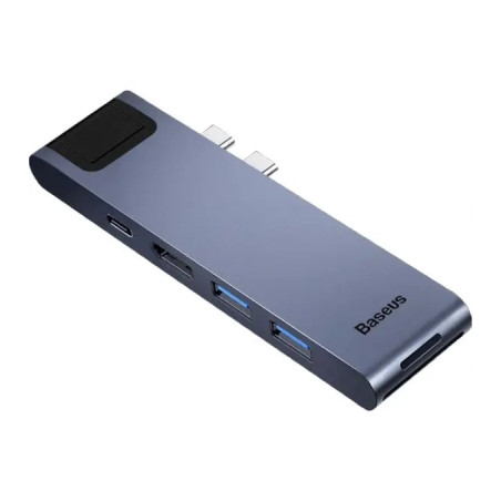 Концентратор Baseus USB-C Thunderbolt 7-in-1 2xUSB 3.0 + 1xUSB-C PD + HDMI 4K60Hz + SD/TF + 1xRJ45 1000Mbps gray (CAHUB-L0G)