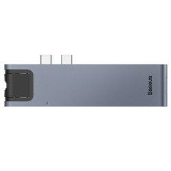Концентратор Baseus USB-C Thunderbolt 7-in-1 2xUSB 3.0 + 1xUSB-C PD + HDMI 4K60Hz + SD/TF + 1xRJ45 1000Mbps gray (CAHUB-L0G)