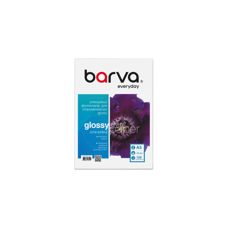 Папір Barva A5, 180 г/м2, Everyday, gloss, 100 с (IP-CE180-450)