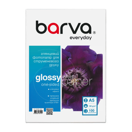 Папір Barva A5, 180 г/м2, Everyday, gloss, 100 с (IP-CE180-450)