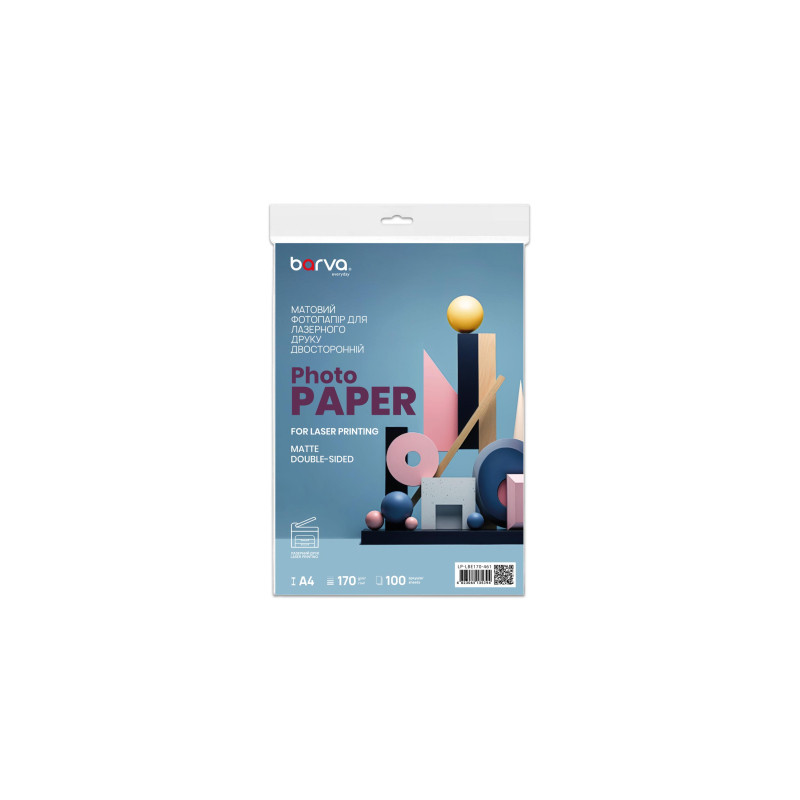 Папір Barva A4, 170 г/м2, Everyday, Laser, matt double-sided 100 с (LP-LBE170-461)