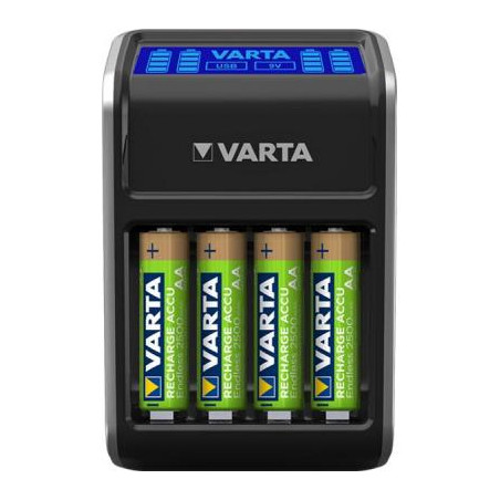 Зарядний пристрій для акумуляторів Varta LCD PLUG CHARGER +4*AA 2100 mAh (57687101441)