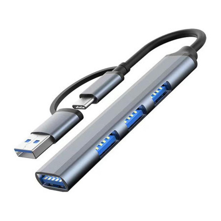 Концентратор Dynamode USB Type-C/Type-A to 1хUSB3.0, 3xUSB 2.0 metal (DM-UH-312AC)