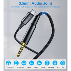 Перехідник USB-C to jack 3.5mm stereo audio (CDLA) 2.0m Choetech (AUX008-BK)