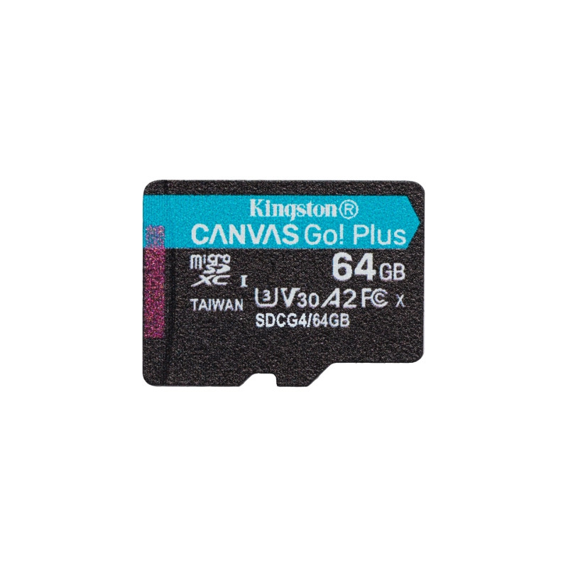 Карта пам'яті Kingston 64GB microSDXC сlass 10 UHS-I U3 V30 A2 Canvas Go Plus G4 (SDCG4/64GBSP)
