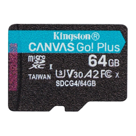 Карта пам'яті Kingston 64GB microSDXC сlass 10 UHS-I U3 V30 A2 Canvas Go Plus G4 (SDCG4/64GBSP)