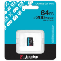 Карта пам'яті Kingston 64GB microSDXC сlass 10 UHS-I U3 V30 A2 Canvas Go Plus G4 (SDCG4/64GBSP)