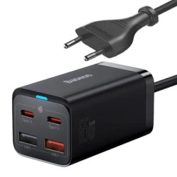 Зарядний пристрій Baseus 2xUSB-C 65W + 2xUSB GaN + cable USB-C to USB-C 100W 1.0m black (CCGP040101)