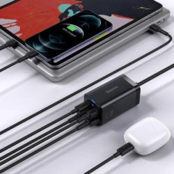Зарядний пристрій Baseus 2xUSB-C 65W + 2xUSB GaN + cable USB-C to USB-C 100W 1.0m black (CCGP040101)