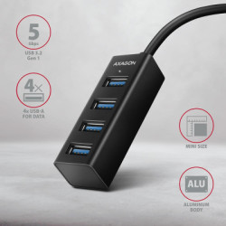 Концентратор AXAGON USB 3.1 to 4xUSB 3.0 1.2m black (HUE-M1AL)