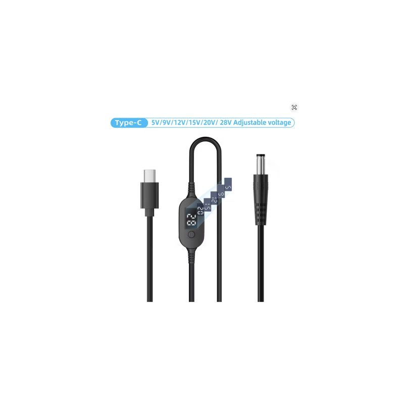 Кабель живлення USB-C to DC 5.5x2.5mm 1.0m 5V/9V/12V/15V/20V/28V 140W black XoKo (XK-K695)