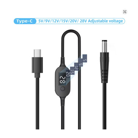 Кабель живлення USB-C to DC 5.5x2.5mm 1.0m 5V/9V/12V/15V/20V/28V 140W black XoKo (XK-K695)