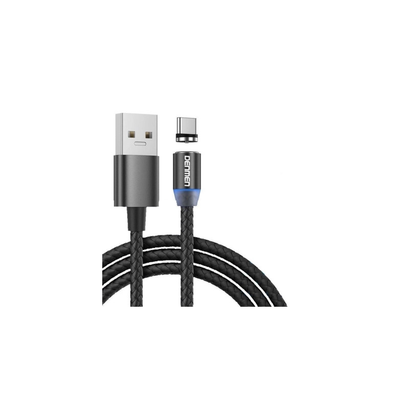 Дата кабель USB 2.0 AM to USB-C magnetic black Denmen (DN-D09T-BK)