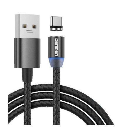 Дата кабель USB 2.0 AM to USB-C magnetic black Denmen (DN-D09T-BK)