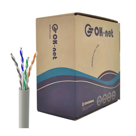 Кабель мережевий OK-Net UTP 305м cat.6 (U/UTP-cat.6) (КПВ-ВП (250) 4*2*0,54)
