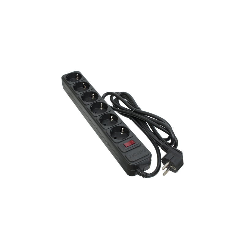 Мережевий фільтр живлення Patron 1.8 m3*1.5mm2 (SP-1662) 6 розеток BLACK (EXT-PN-SP-1662)