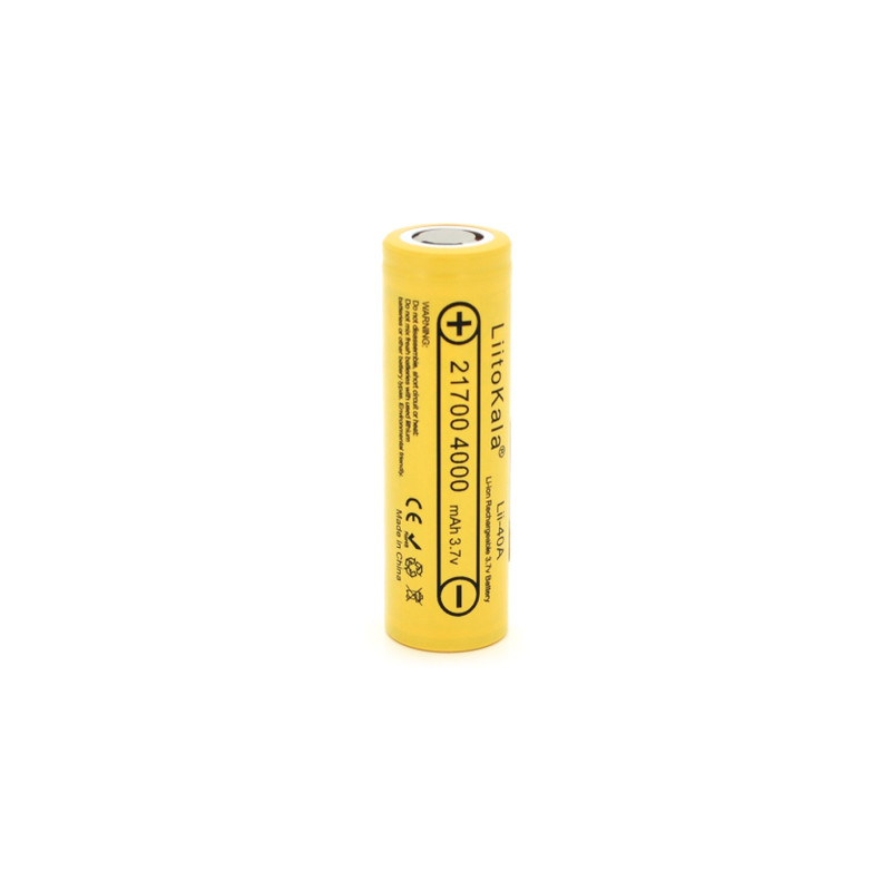 Акумулятор 21700 4000mah (4000-4300mah), 25A, 3.7V (2.5-4.2V), Yellow, PVC BOX Liitokala (Lii-40A / 23385)