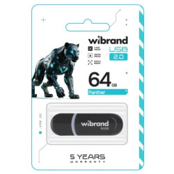 USB флеш накопичувач Wibrand 64GB Panther Black USB 2.0 (WI2.0/PA64P2B)
