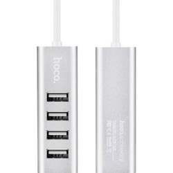 Концентратор HOCO USB 2.0 to 4xUSB Line machine HB1 Silver (6957531038146)