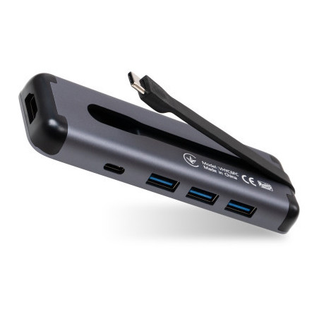Концентратор Vinga USB-C 3.1 to HDMI+3xUSB3.0+PD100W+USB-C foldable cable (VHYC6FC)