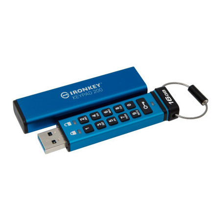 USB флеш накопичувач Kingston 16GB IronKey Keypad 200 Blue USB 3.2 (IKKP200/16GB)