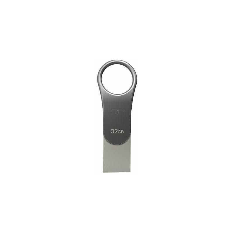 USB флеш накопичувач Silicon Power 32GB Mobile C80 Silver USB 3.2 (SP032GBUC3C80V1S)