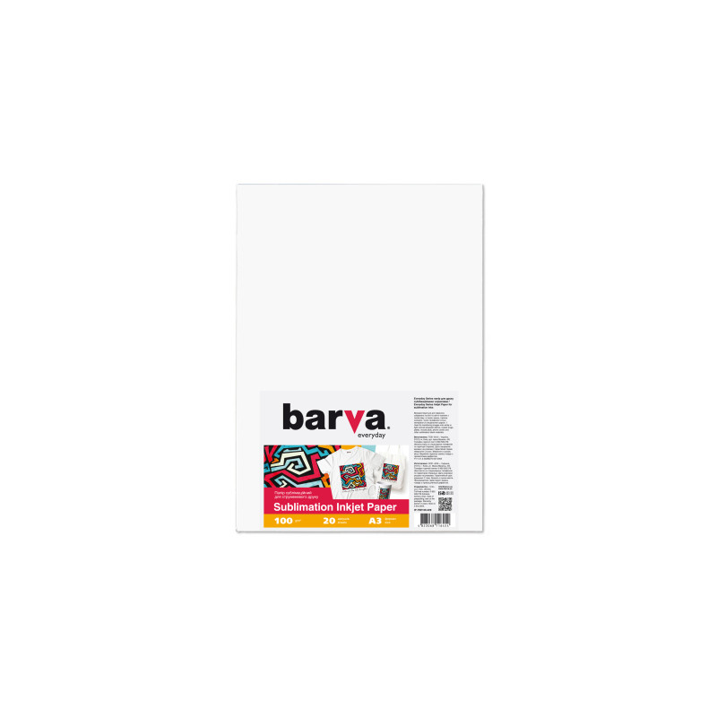 Фотопапір Barva A3 Everyday Sublimation 100г, 20л (IP-TSE100-329)