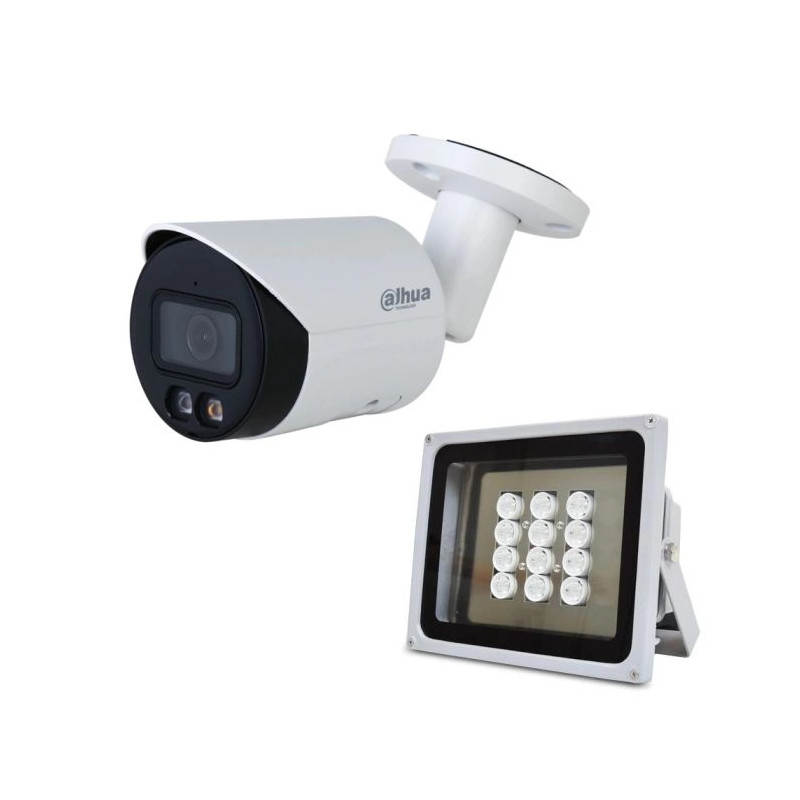 Комплект: IP-відеокамера 4 Мп Dahua DH-IPC-HFW2449S-S-IL (2.8 мм) з подвійним підсвічуванням + ІЧ-прожектор Lightwell LW12-140IR