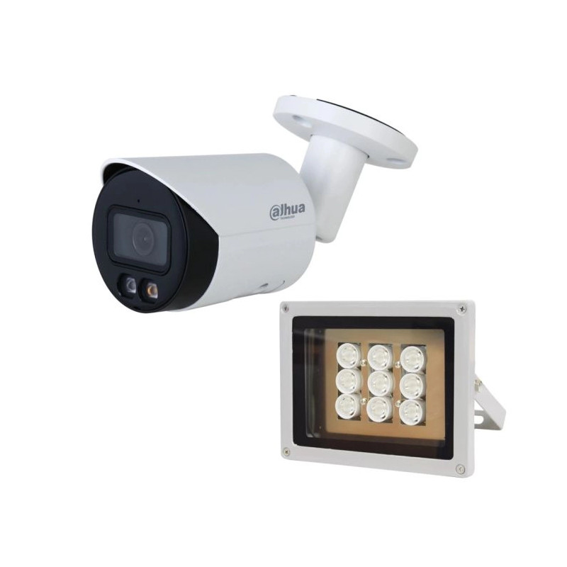 Комплект: IP-відеокамера 4 Мп Dahua DH-IPC-HFW2449S-S-IL (2.8 мм) з подвійним підсвічуванням + ІЧ-прожектор Lightwell LW9-100IR4