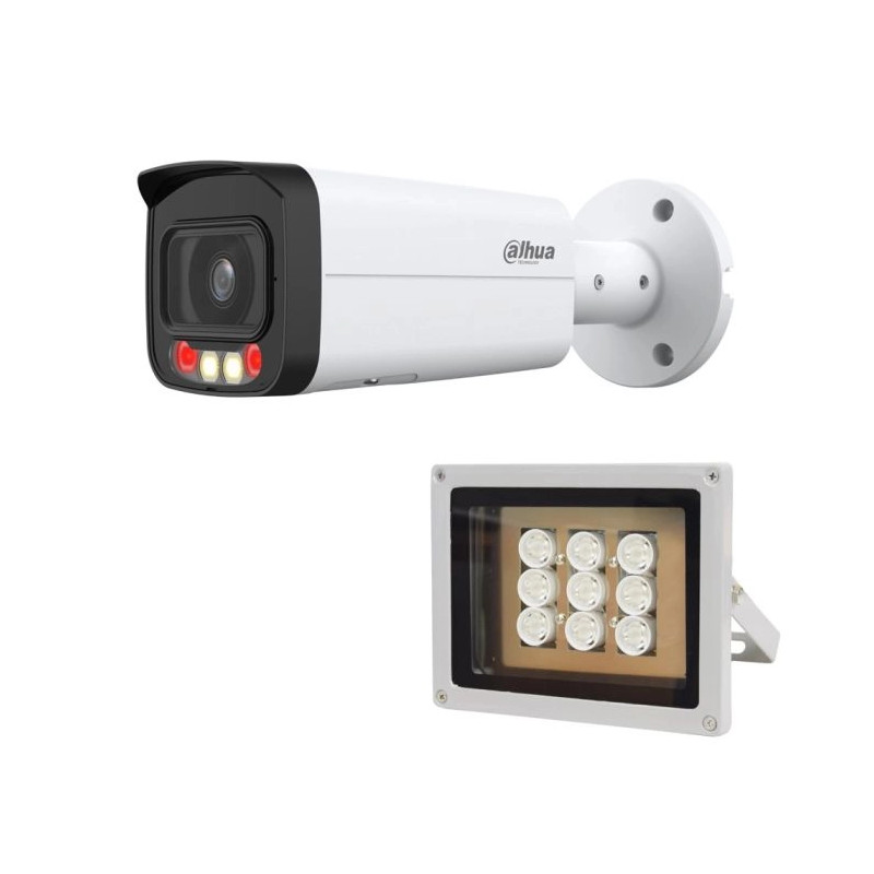Комплект: IP-відеокамера 4 Мп Dahua DH-IPC-HFW2449T-AS-IL (3.6 мм) з подвійним підсвічуванням + ІЧ-прожектор Lightwell LW9-100IR