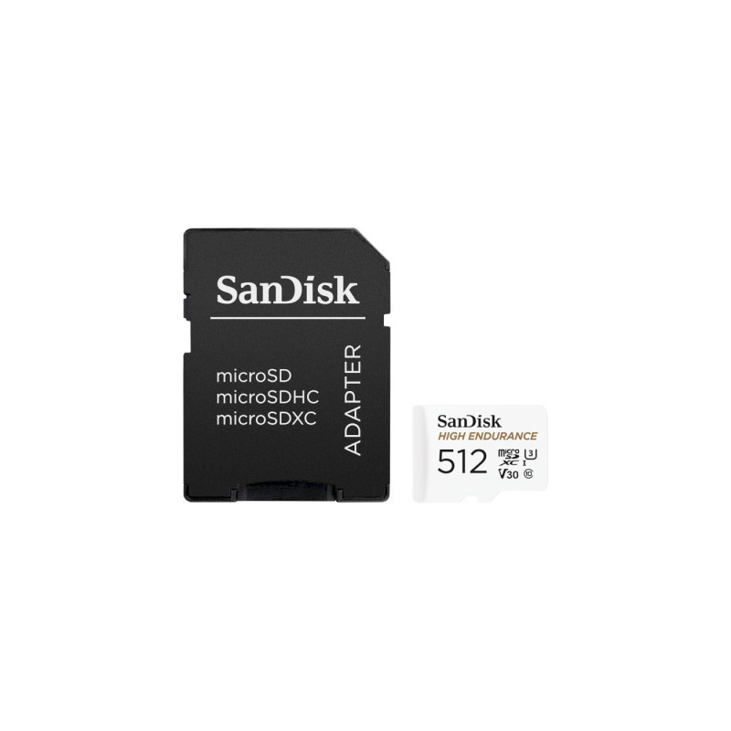 Карта пам'яті SanDisk 512GB microSDXC High Endurance UHS-I U3 V30 + SD adapter (SDSQQNR-512G-GN6IA)