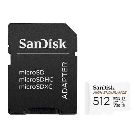Карта пам'яті SanDisk 512GB microSDXC High Endurance UHS-I U3 V30 + SD adapter (SDSQQNR-512G-GN6IA)