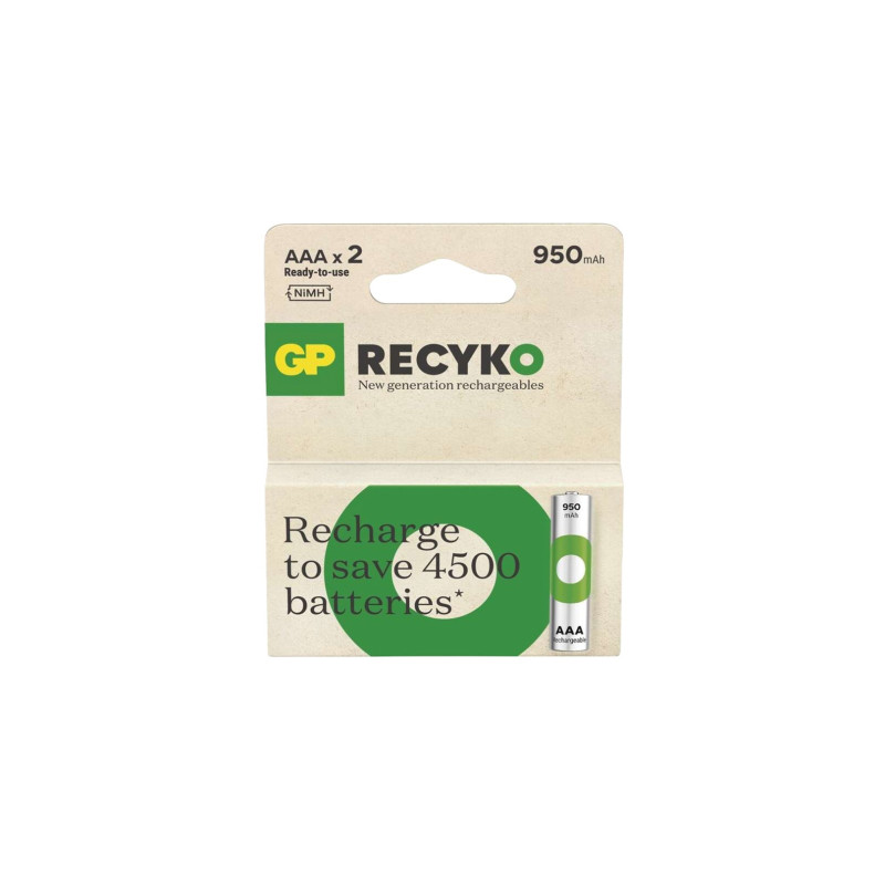 Акумулятор Gp AAA 950mAh ReCyko HR03 1.2V (2 battery pack) (100AAAHCER21-2TLB2 / 4891199212628)
