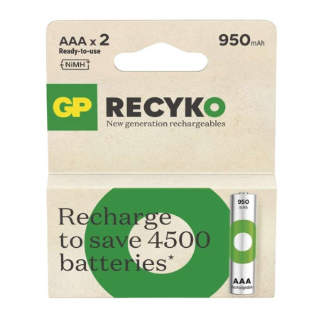 Акумулятор Gp AAA 950mAh ReCyko HR03 1.2V (2 battery pack) (100AAAHCER21-2TLB2 / 4891199212628)